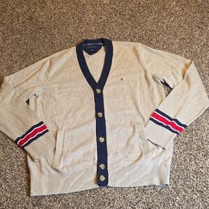Tommy Hilfiger Tan Cardigan with Navy Trim